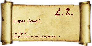 Lupu Kamil névjegykártya